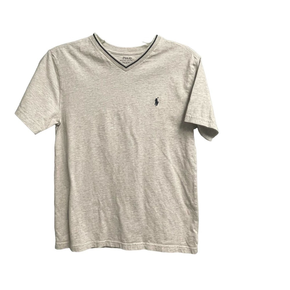 Polo Ralph Lauren V-Neck T-Shirt Sz 10-12 Gray